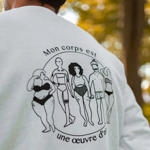 Charger l'image dans la galerie, MÉGA-VENTE Crewneck Blanc "Mon corps est une œuvre d'art"