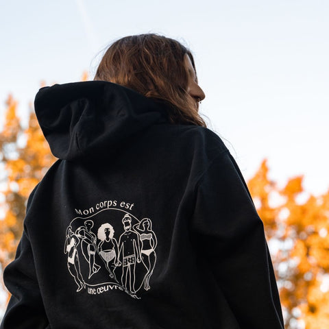 Hoodie Noir "Mon corps est une œuvre d'art"